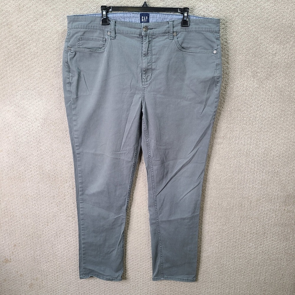 Gap Pants Men 40x32 Gray Chino Slim Fit Cotton Spandex Stretch 5 Pocket Workwear